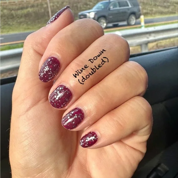 *Retired* Color Street: Wine Down | Deep Purple Red Silver Glitter Fall Dark - Picture 11 of 15